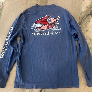 Vineyard Vines Youth Large (16) Blue Skiing/Snowboarding Race Whale Long Sleeve